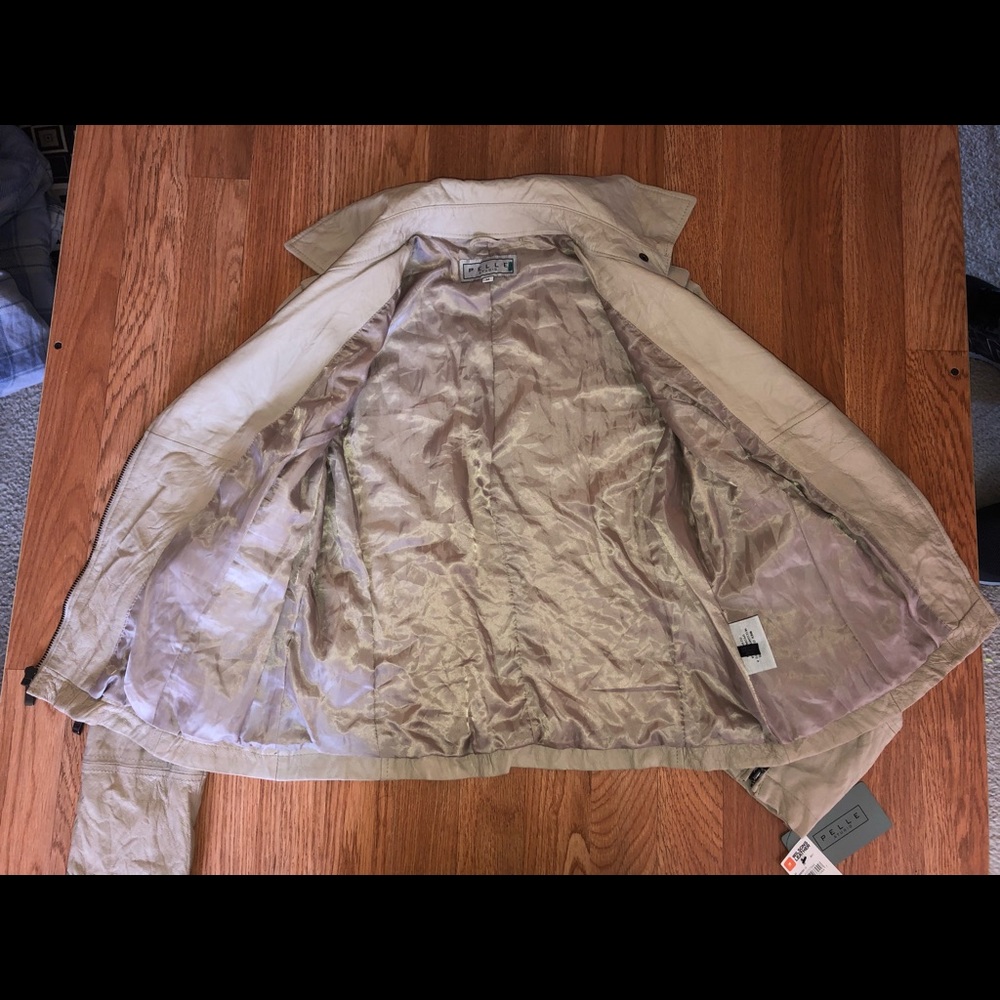 Pelle sandstone Leather moto biker jacket - Picture 6 of 8
